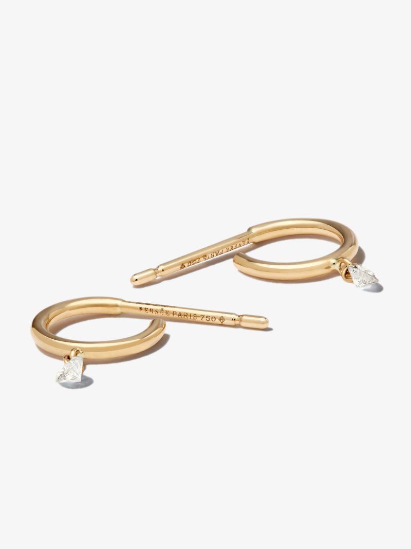 18k Yellow Gold Diamond Hoop Earrings