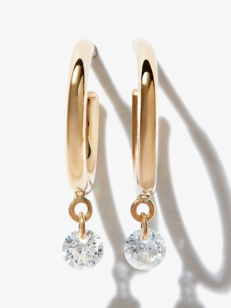 18k Yellow Gold Diamond Hoop Earrings