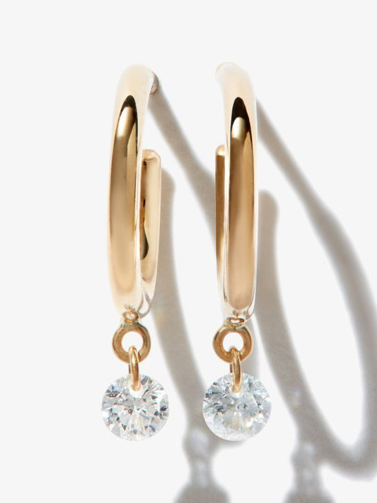 18k Yellow Gold Diamond Hoop Earrings