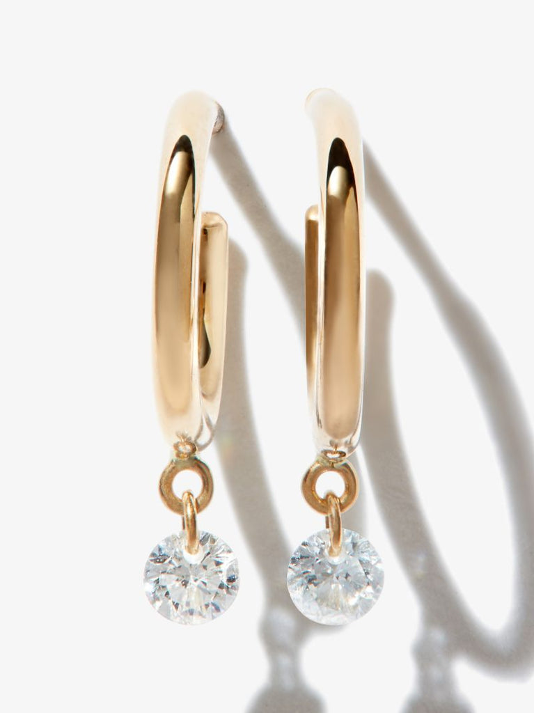 18k Yellow Gold Diamond Hoop Earrings