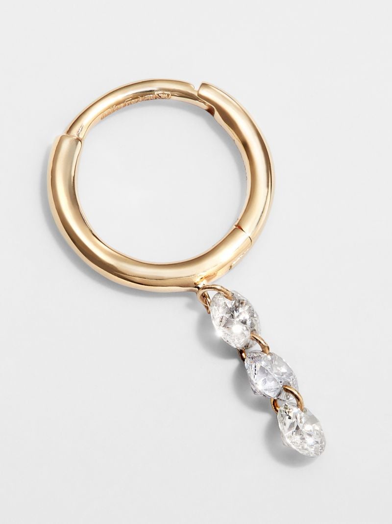 18k Yellow Gold Diamond Hoop Earrings