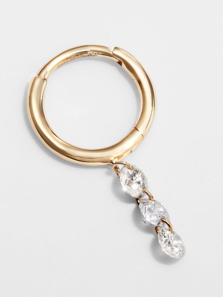 18k Yellow Gold Diamond Hoop Earrings