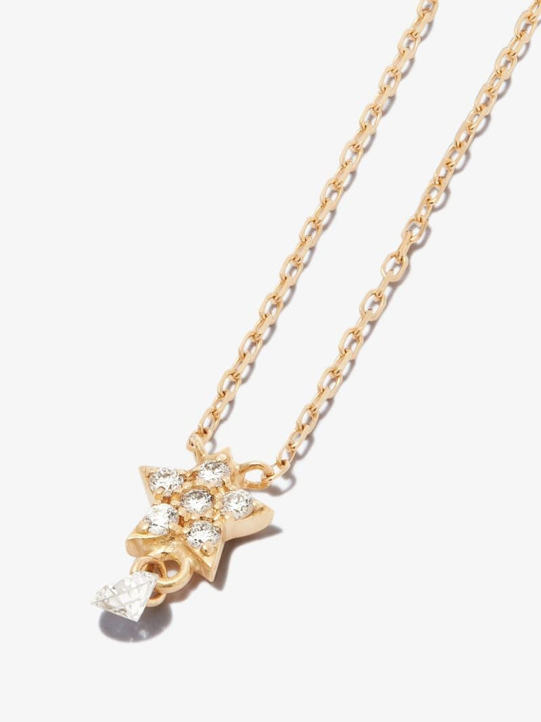 18k Yellow Gold Star Diamond Necklace