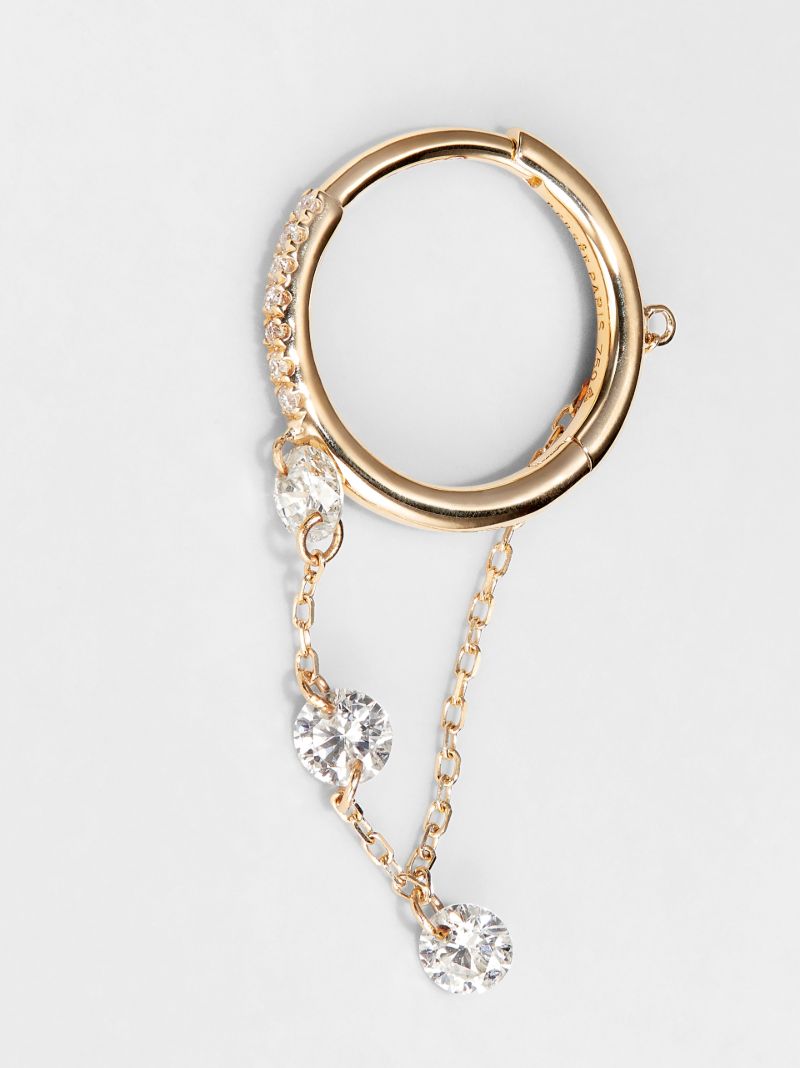 18k Yellow Gold Diamond Hoop Earring