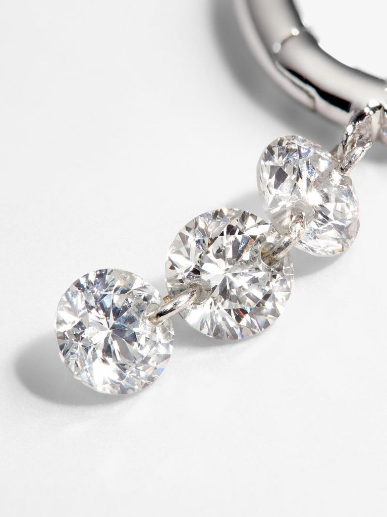 18k White Gold Diamond Hoop Earring
