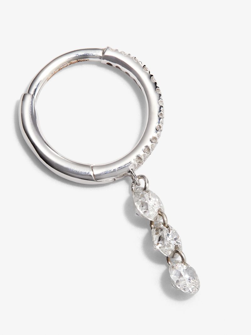 18k White Gold Diamond Hoop Earring