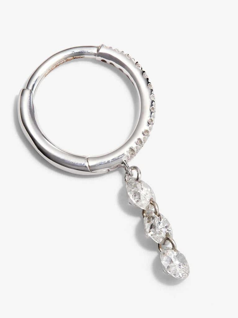 18k White Gold Diamond Hoop Earring