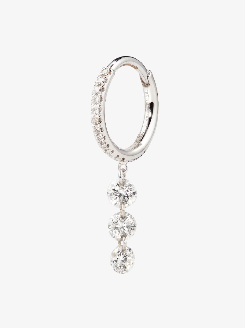 18k White Gold Diamond Hoop Earring