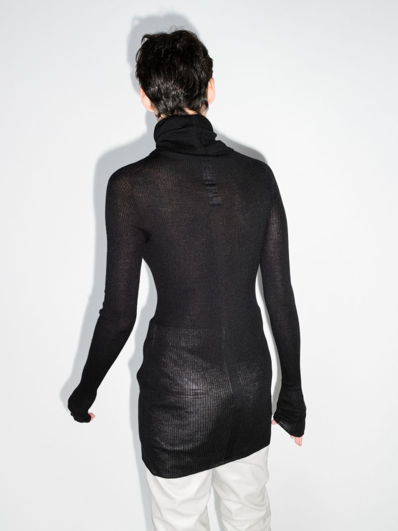 Ribbed High Neck Wool Sweater