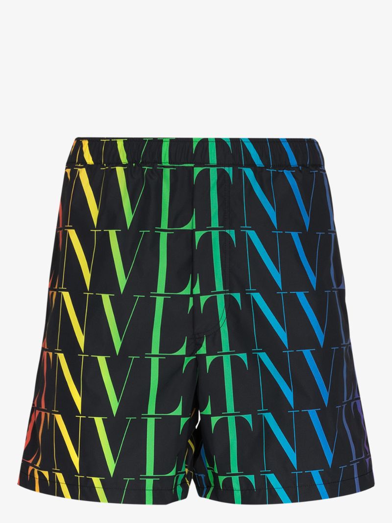 Black Vltn Print Swim Shorts