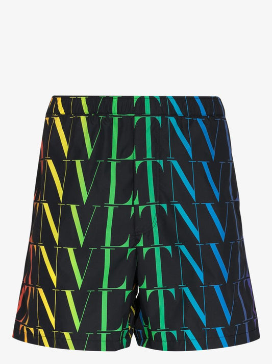 Black Vltn Print Swim Shorts