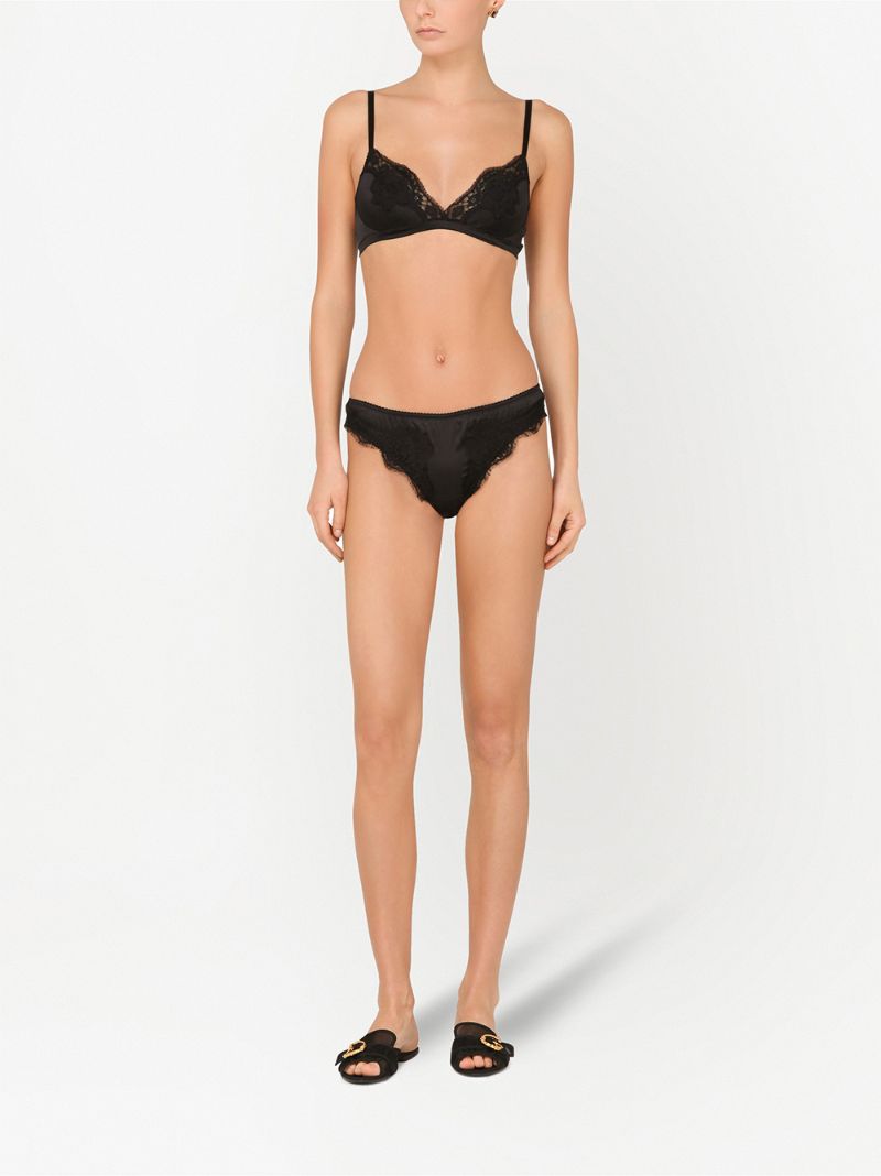 Black Floral Lace Thong