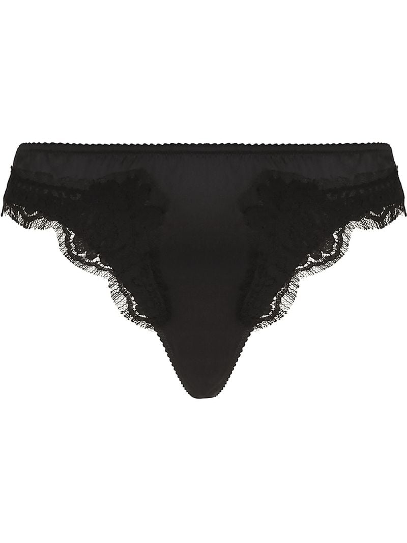 Black Floral Lace Thong