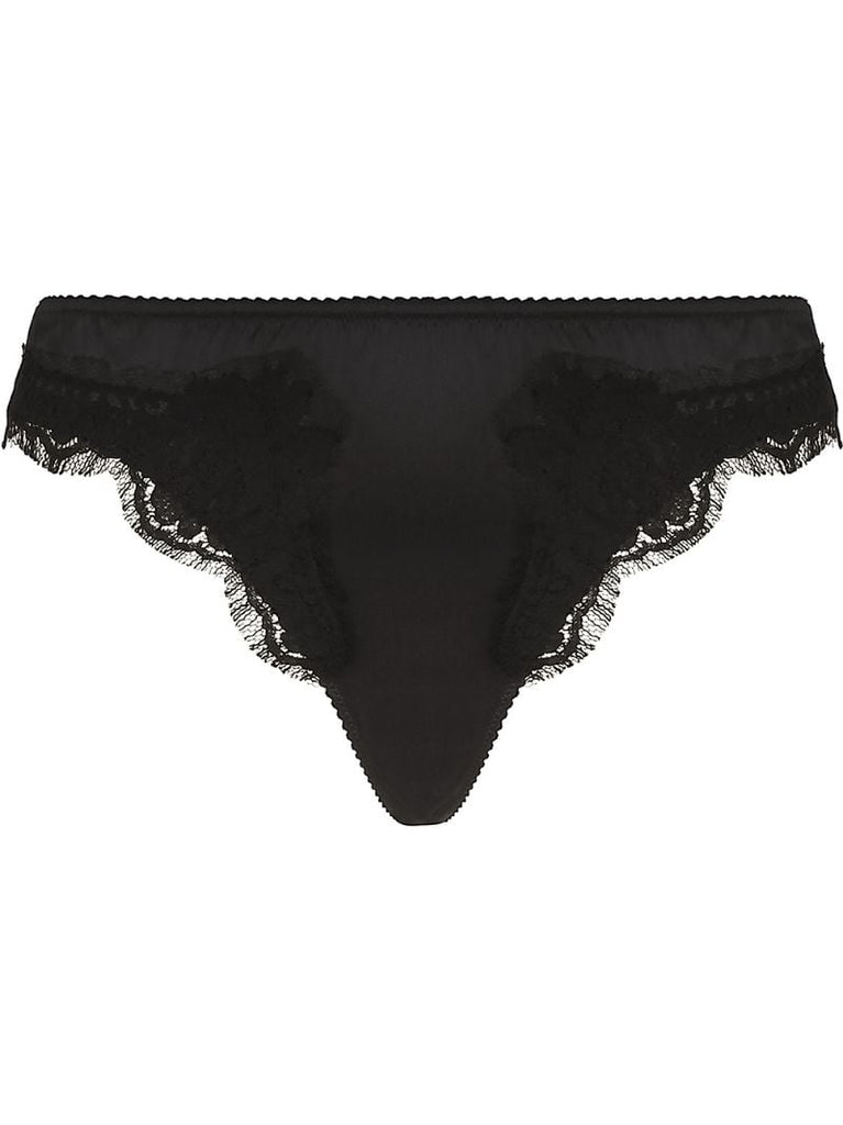 Black Floral Lace Thong