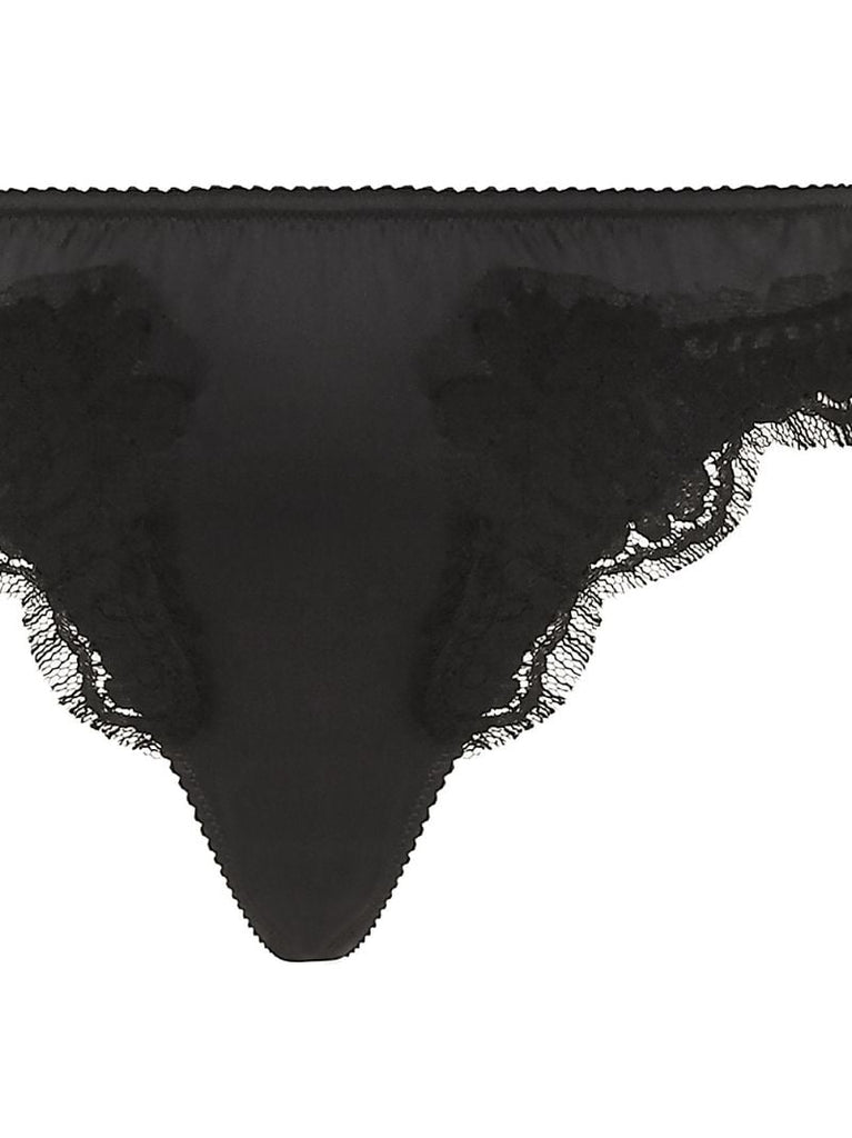 Black Floral Lace Thong