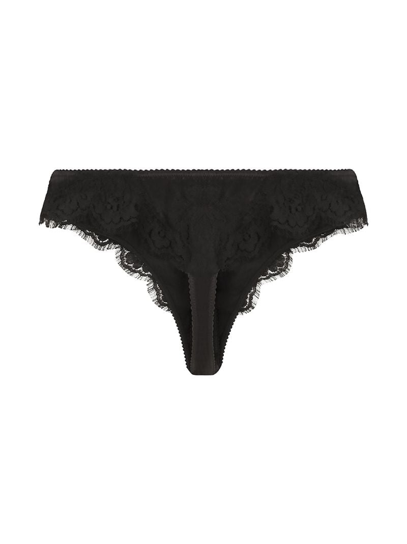 Black Floral Lace Thong