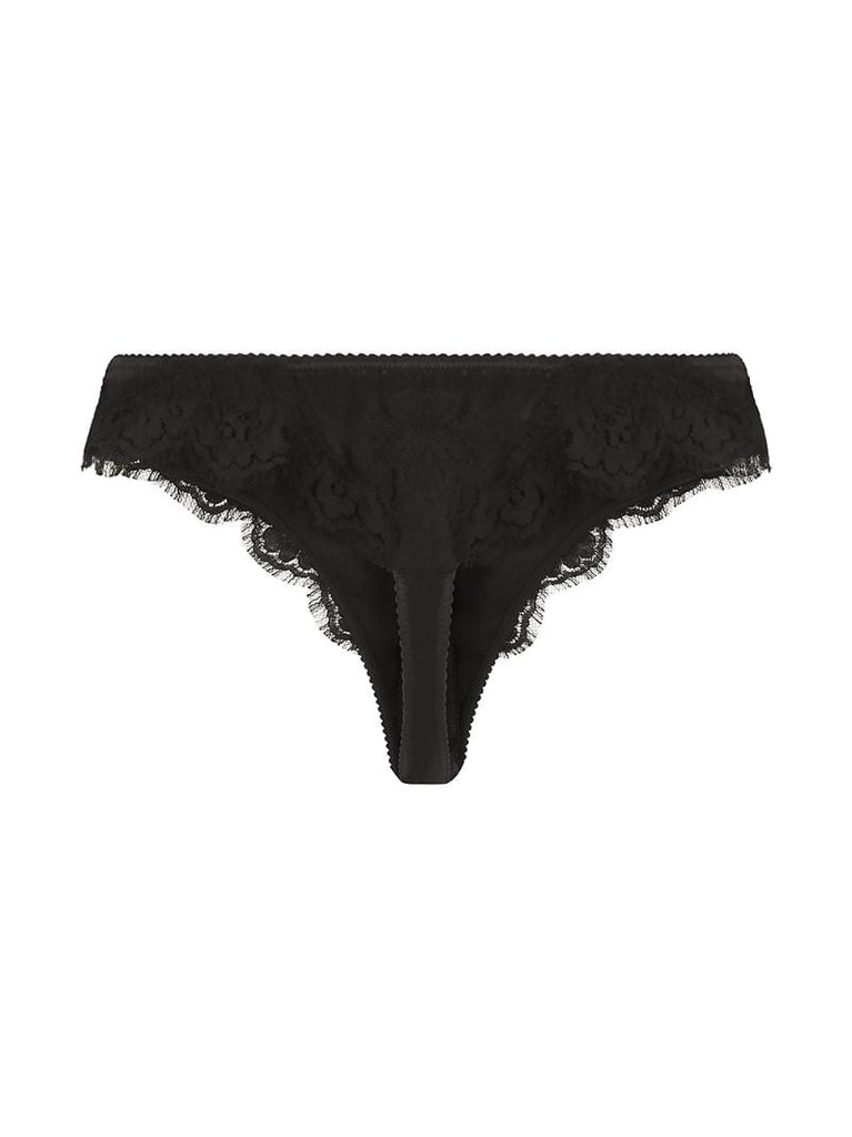 Black Floral Lace Thong