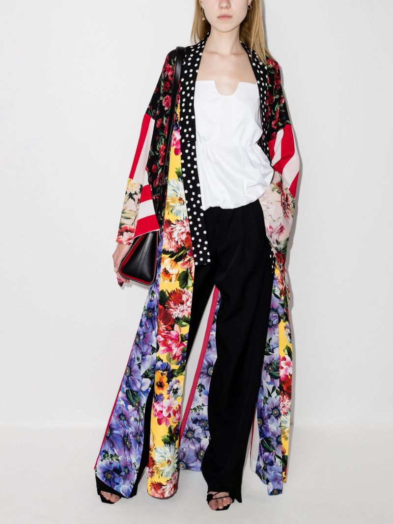 Patchwork Print Silk Kimono Dress