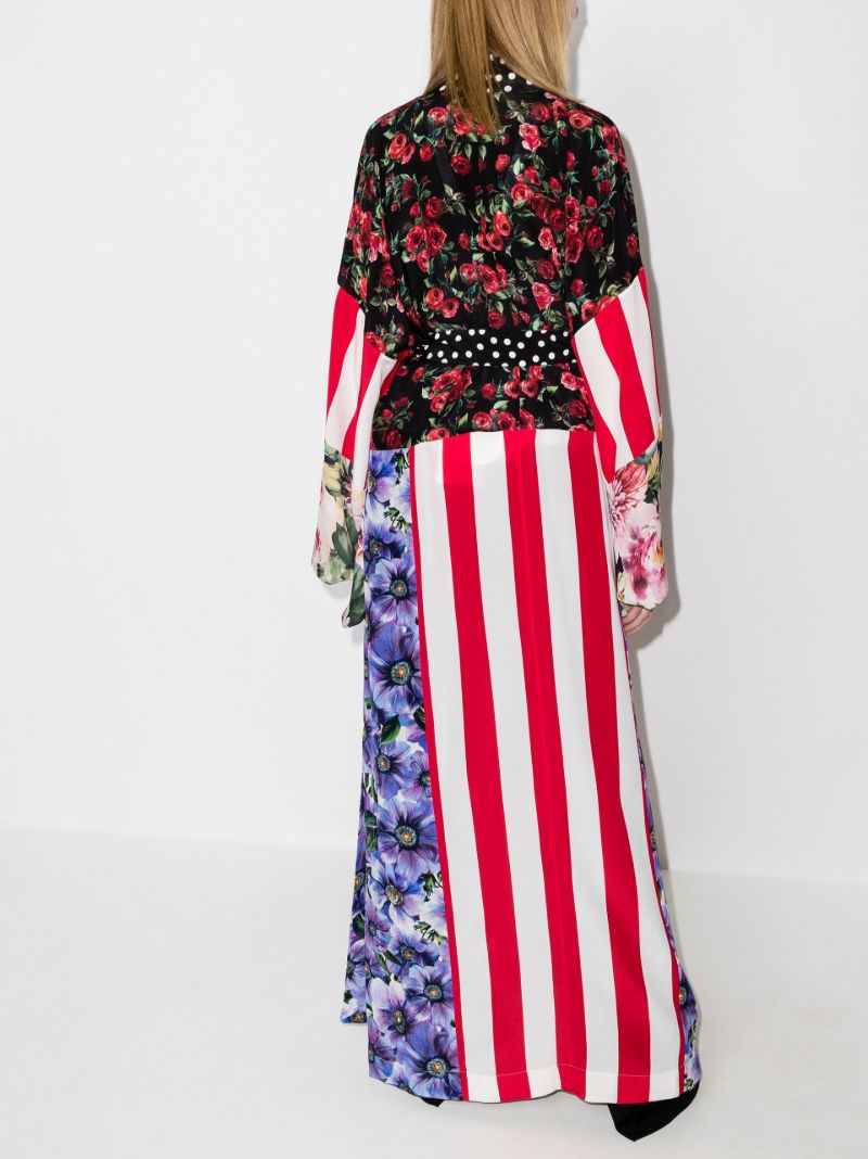 Patchwork Print Silk Kimono Dress