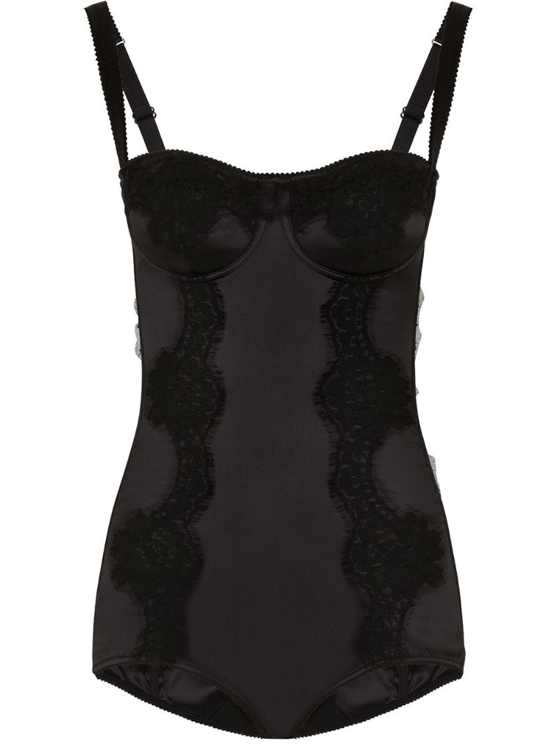 Black Lace Balconette Bodysuit