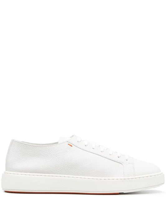 White Tumbled Leather Sneakers