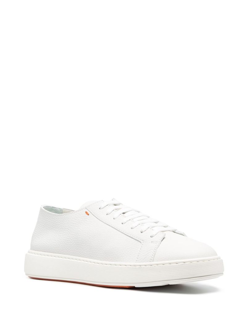 White Tumbled Leather Sneakers