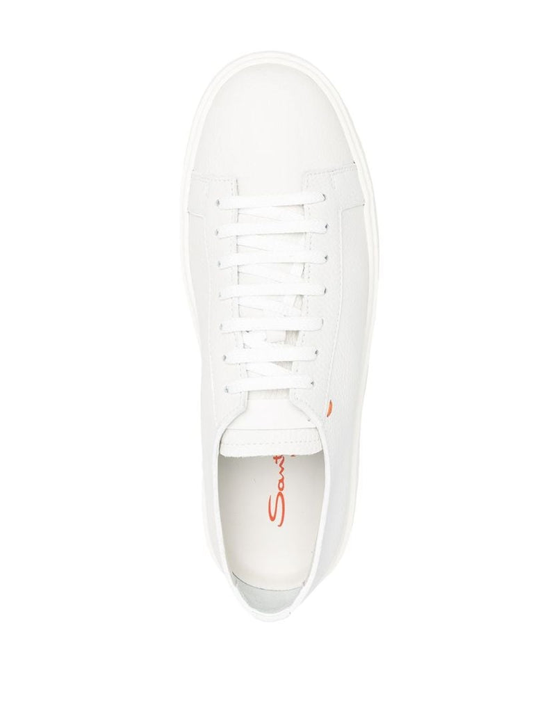 White Tumbled Leather Sneakers