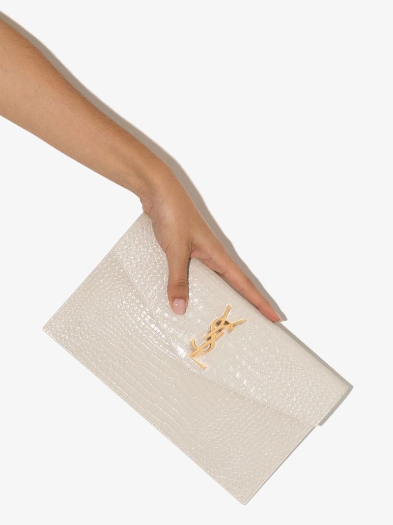 Neutral Uptown Mock Croc Leather Clutch Bag