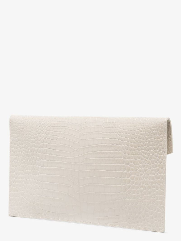 Neutral Uptown Mock Croc Leather Clutch Bag
