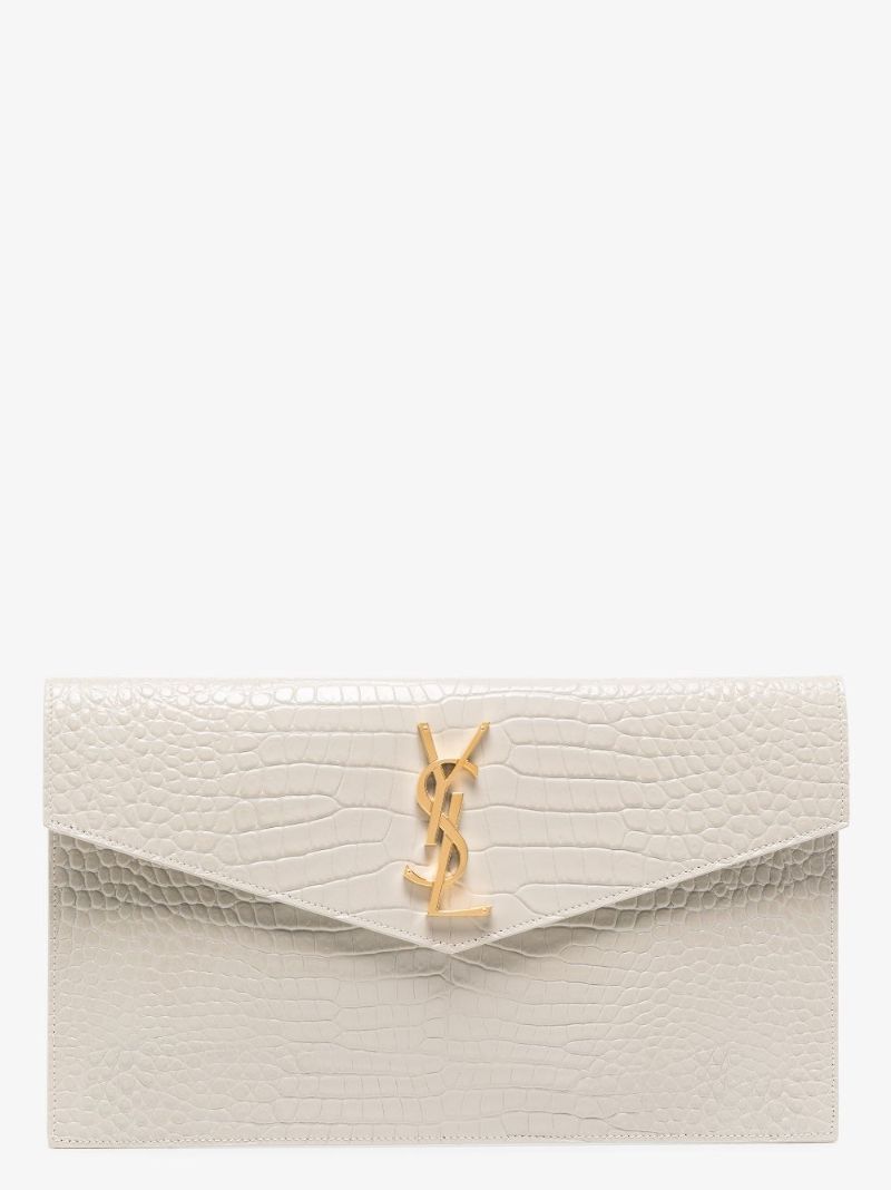 Neutral Uptown Mock Croc Leather Clutch Bag