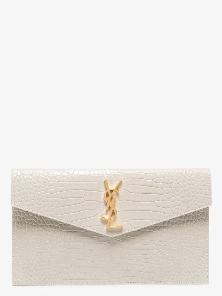 Neutral Uptown Mock Croc Leather Clutch Bag