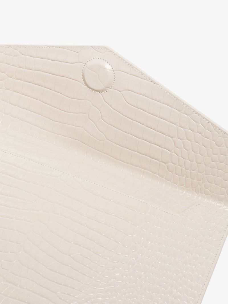 Neutral Uptown Mock Croc Leather Clutch Bag