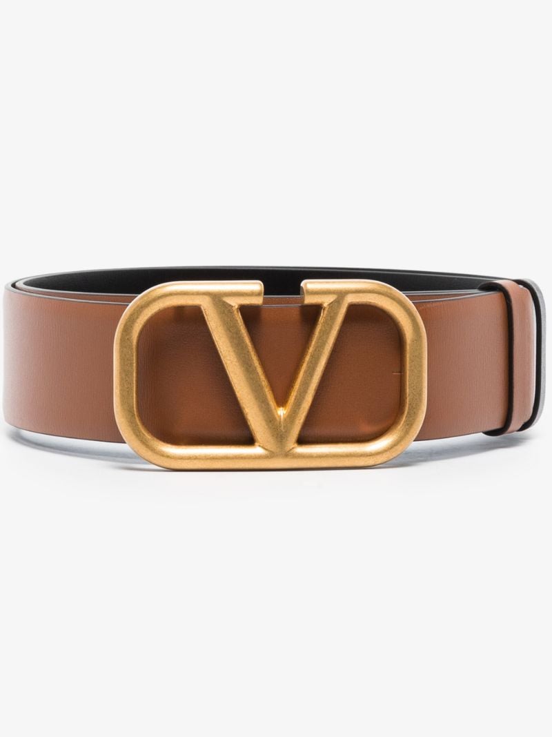 Brown Vlogo Signature Reversible Leather Belt