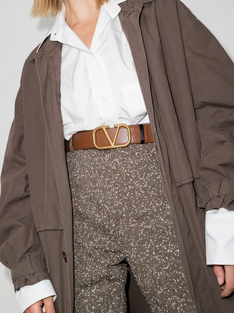 Brown Vlogo Signature Reversible Leather Belt