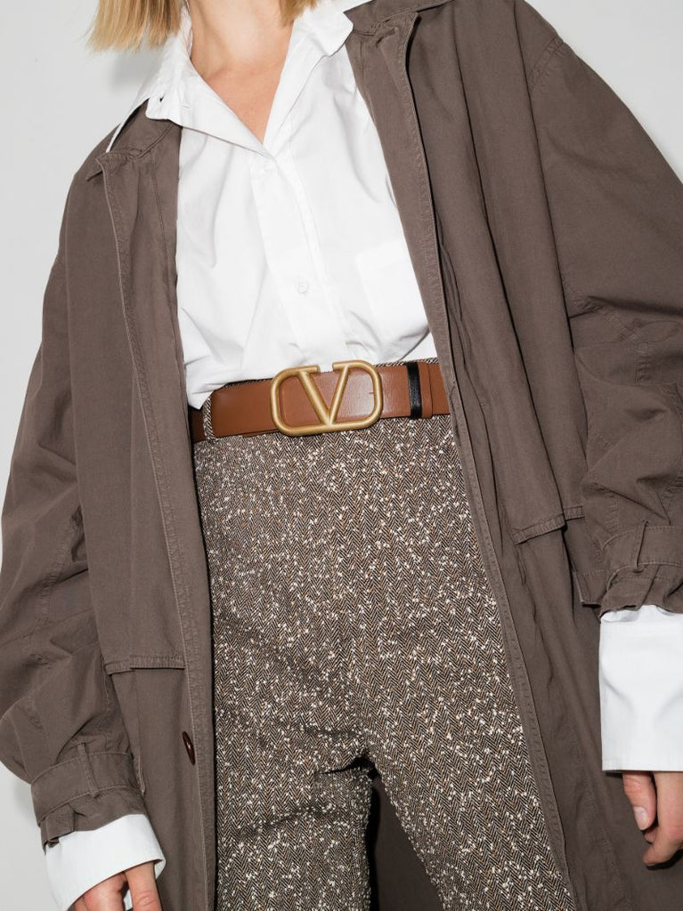 Brown Vlogo Signature Reversible Leather Belt