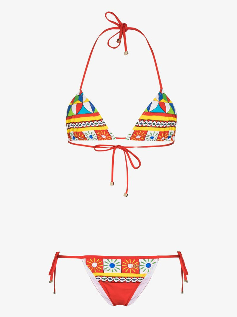 Carretto Printed Triangle Bikini