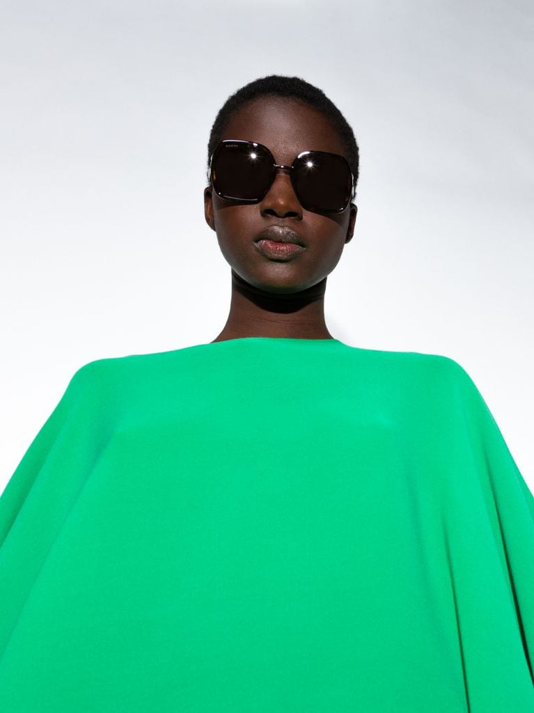Brown Oversized Horsebit Detail Square Sunglasses