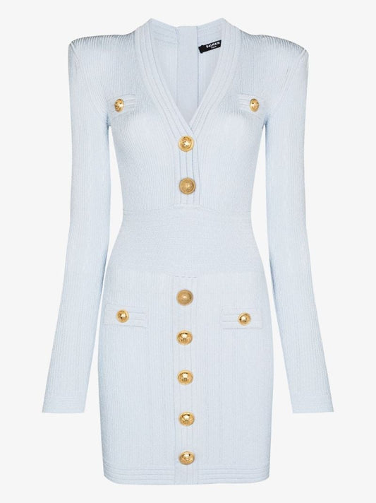 Buttoned Knitted Mini Dress