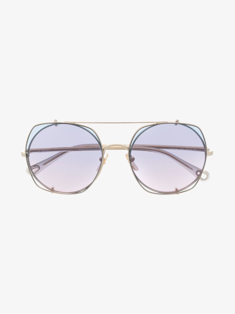 Gold Tone Demi Convertible Gradient Sunglasses
