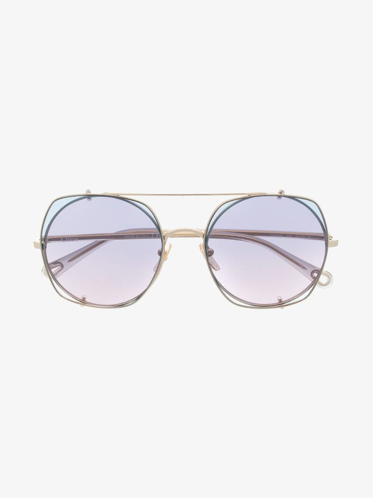 Gold Tone Demi Convertible Gradient Sunglasses