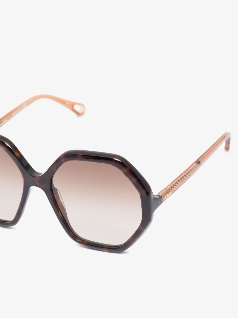 Brown Esther Hexagonal Sunglasses