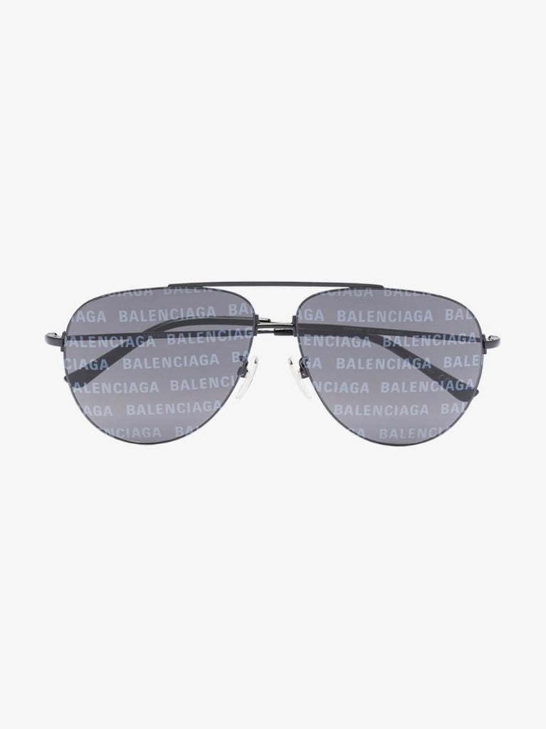 Black Logo Lens Aviator Sunglasses