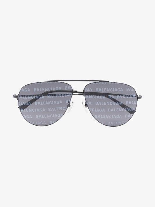 Black Logo Lens Aviator Sunglasses