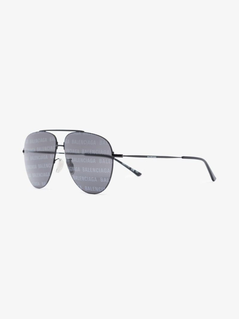 Black Logo Lens Aviator Sunglasses