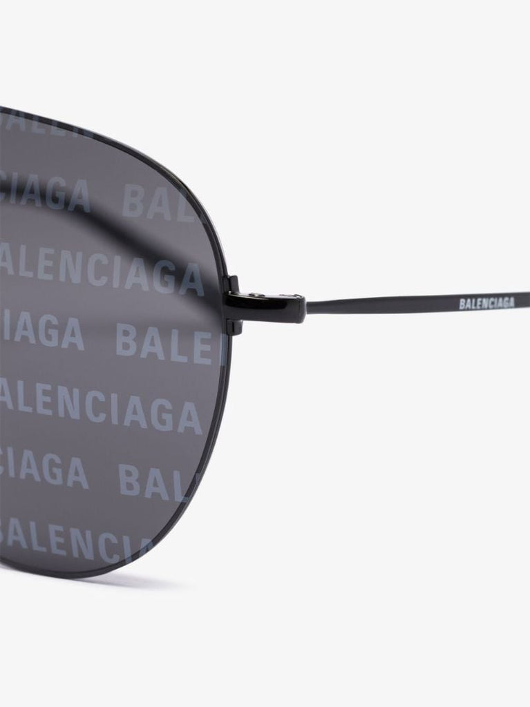 Black Logo Lens Aviator Sunglasses