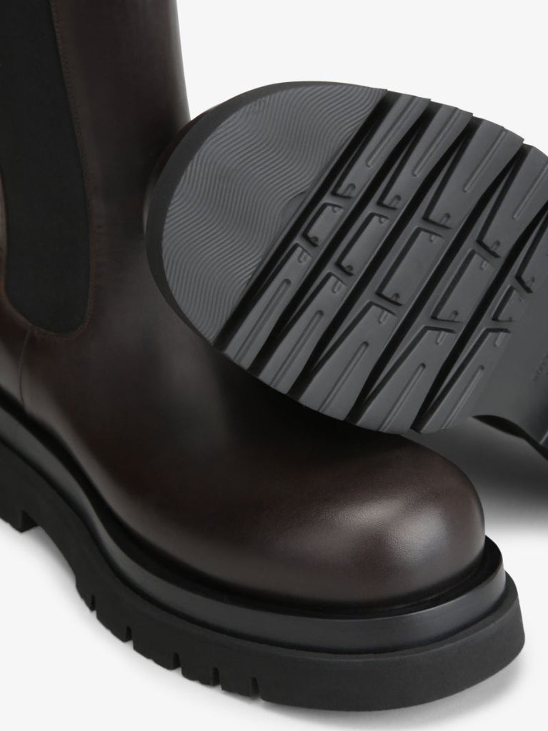 Brown Lug Leather Chelsea Boots