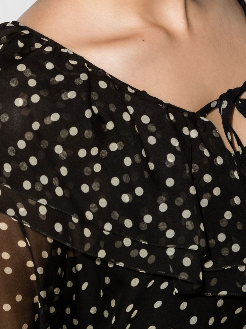Ruffled Polka Dot Silk Blouse