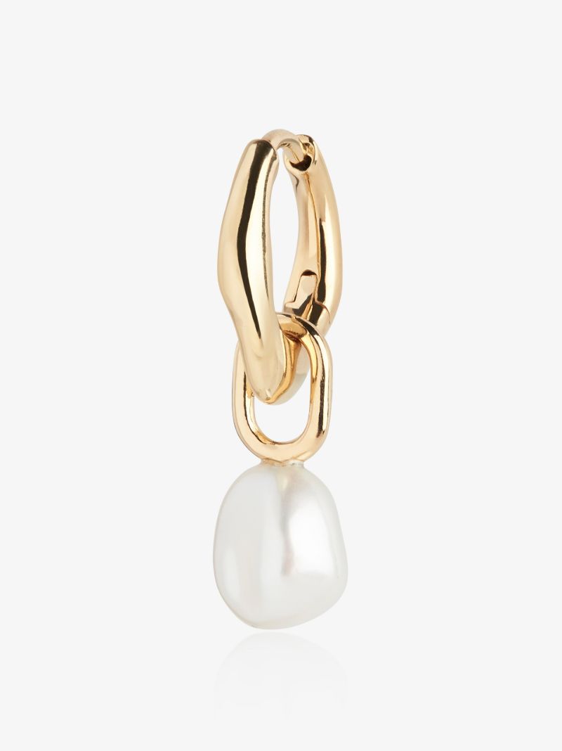Gold-plated Vento Pearl Huggie Earring