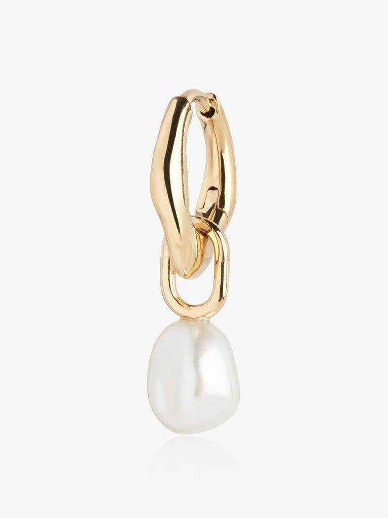 Gold-plated Vento Pearl Huggie Earring