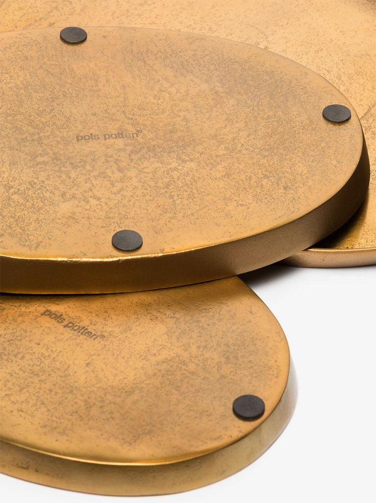 Gold Tone Oval Platter Set